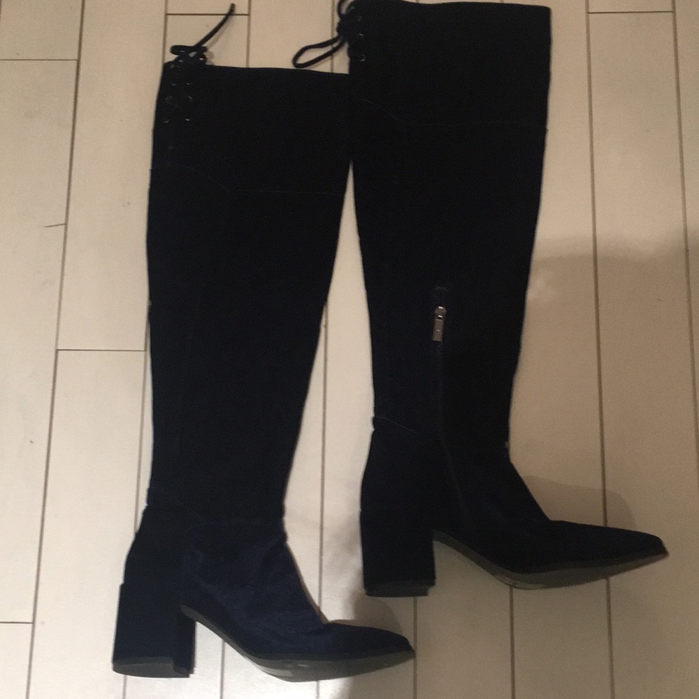 H by Halston NAVY CORD OVER THE KNEE BOOTS